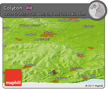 Physical Panoramic Map of Colyton