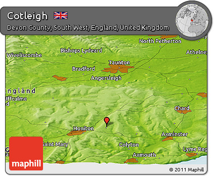 Physical Panoramic Map of Cotleigh