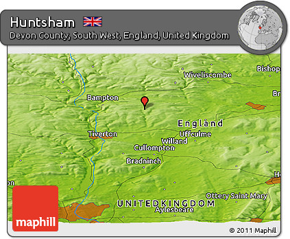 Physical Panoramic Map of Huntsham
