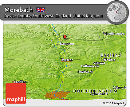 Physical Panoramic Map of Morebath