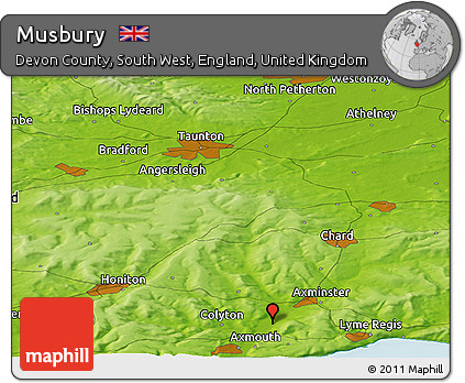 Physical Panoramic Map of Musbury