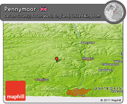 Physical Panoramic Map of Pennymoor