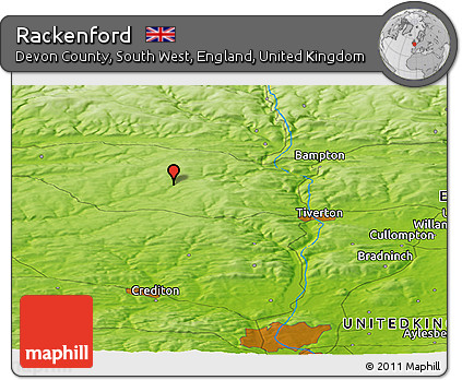 Physical Panoramic Map of Rackenford