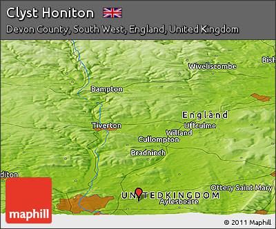 Physical Panoramic Map of Clyst Honiton