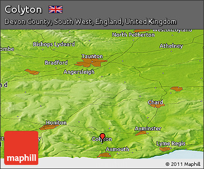 Physical Panoramic Map of Colyton