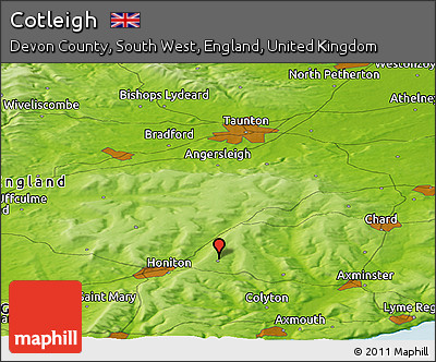 Physical Panoramic Map of Cotleigh