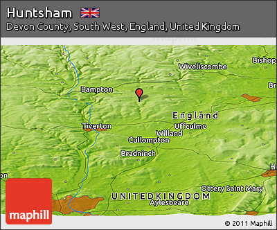 Physical Panoramic Map of Huntsham