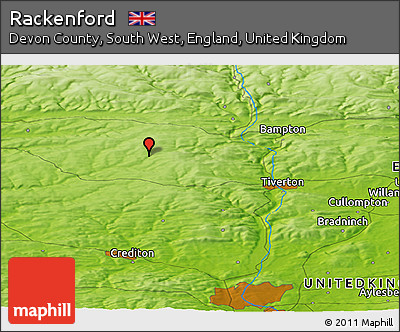 Physical Panoramic Map of Rackenford