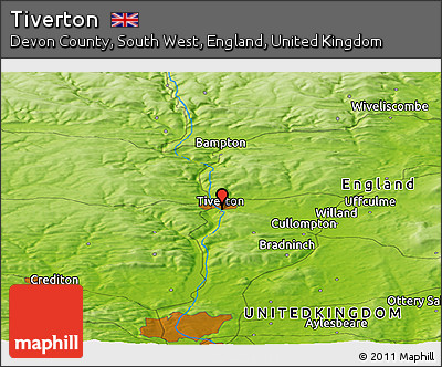 Physical Panoramic Map of Tiverton