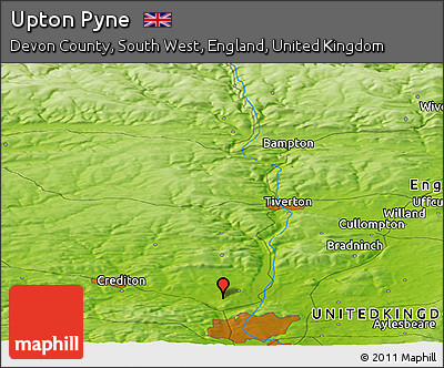 Physical Panoramic Map of Upton Pyne