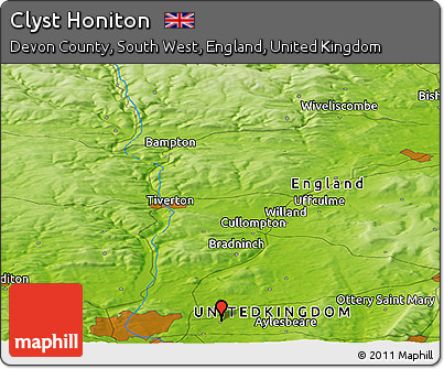 Physical Panoramic Map of Clyst Honiton