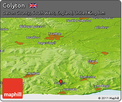 Physical Panoramic Map of Colyton