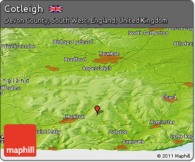 Physical Panoramic Map of Cotleigh