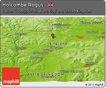 Physical Panoramic Map of Holcombe Rogus