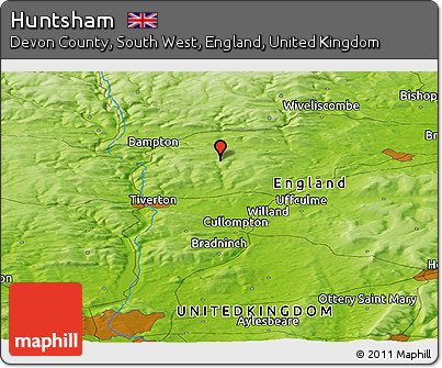 Physical Panoramic Map of Huntsham