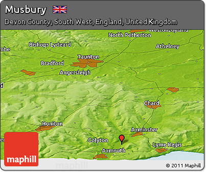 Physical Panoramic Map of Musbury