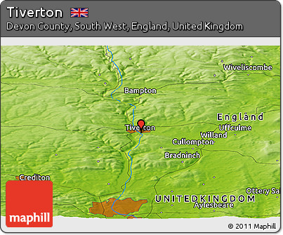 Physical Panoramic Map of Tiverton