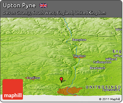 Physical Panoramic Map of Upton Pyne