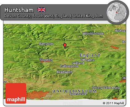 Satellite Panoramic Map of Huntsham