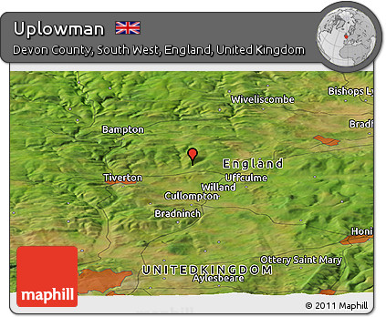 Satellite Panoramic Map of Uplowman