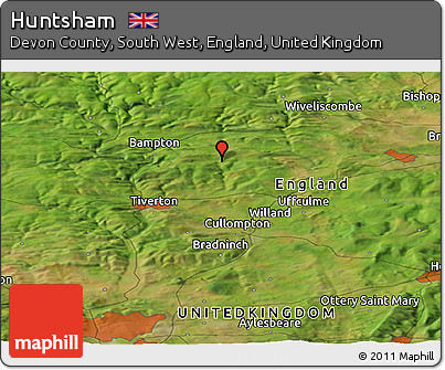 Satellite Panoramic Map of Huntsham