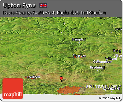Satellite Panoramic Map of Upton Pyne