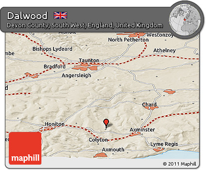 Shaded Relief Panoramic Map of Dalwood
