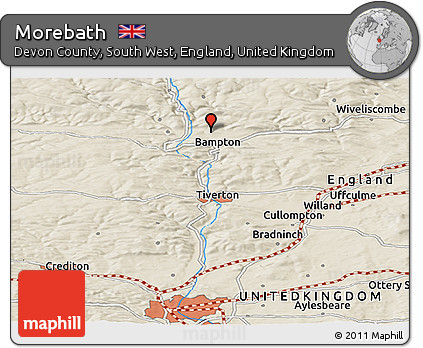 Shaded Relief Panoramic Map of Morebath