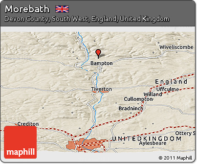 Shaded Relief Panoramic Map of Morebath