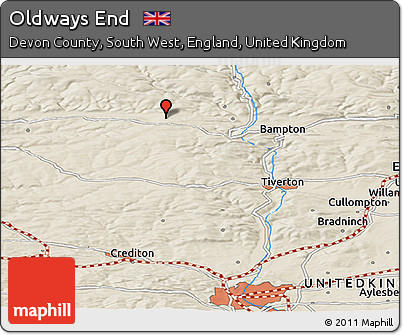 Shaded Relief Panoramic Map of Oldways End