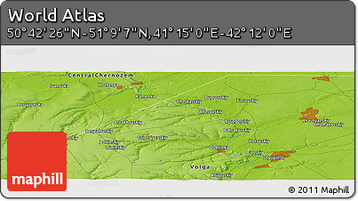 Physical Panoramic Map of the Area around 50° 55' 47" N, 41° 43' 30" E