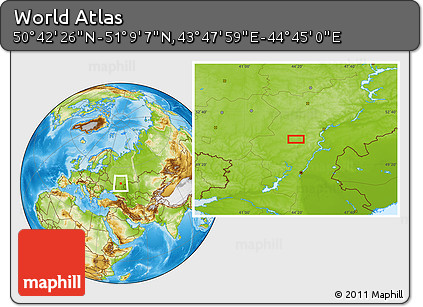 Physical Location Map of the Area around 50° 55' 47" N, 44° 16' 29" E