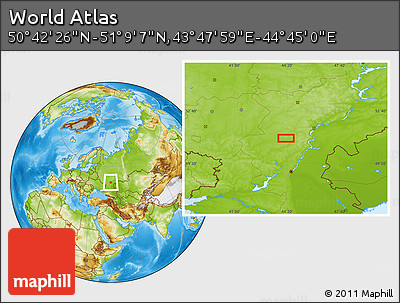 Physical Location Map of the Area around 50° 55' 47" N, 44° 16' 29" E