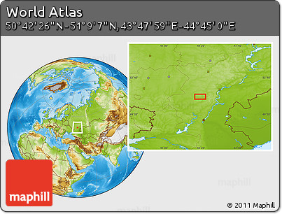 Physical Location Map of the Area around 50° 55' 47" N, 44° 16' 29" E