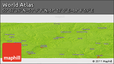 Physical Panoramic Map of the Area around 50° 55' 47" N, 47° 40' 29" E