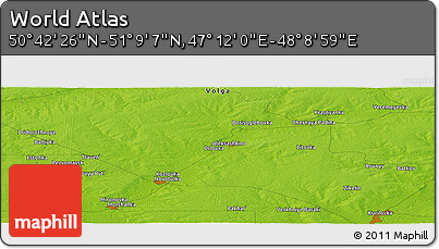 Physical Panoramic Map of the Area around 50° 55' 47" N, 47° 40' 29" E