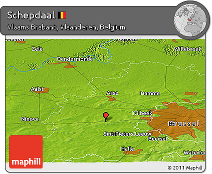 Physical Panoramic Map of Schepdaal