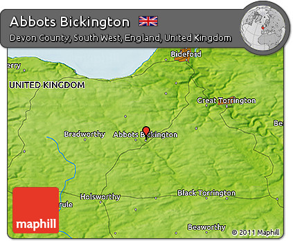 Physical 3D Map of Abbots Bickington