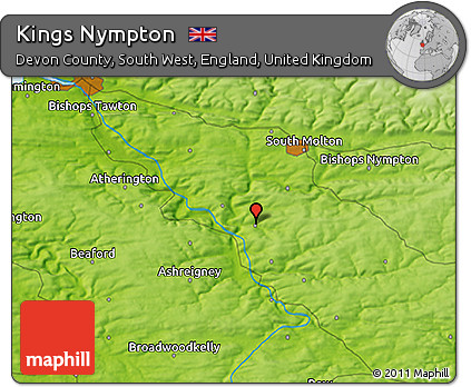 Physical 3D Map of Kings Nympton