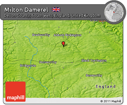 Physical 3D Map of Milton Damerel
