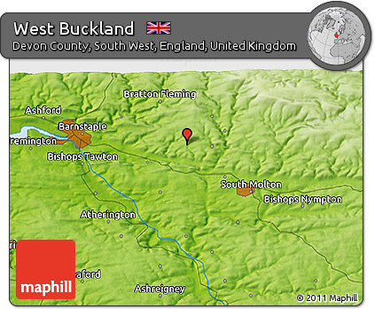 Physical 3D Map of West Buckland