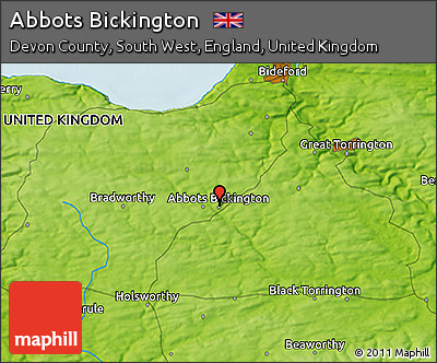 Physical 3D Map of Abbots Bickington