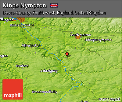 Physical 3D Map of Kings Nympton