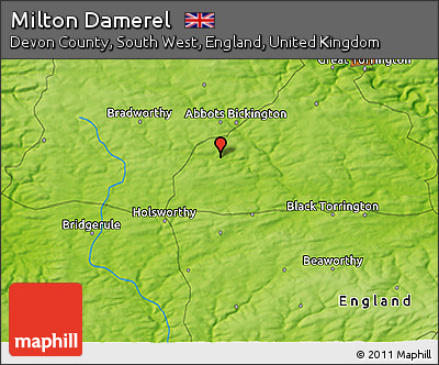 Physical 3D Map of Milton Damerel