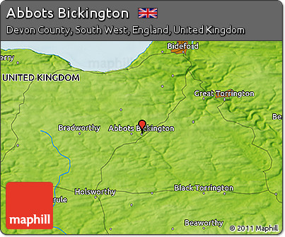 Physical 3D Map of Abbots Bickington