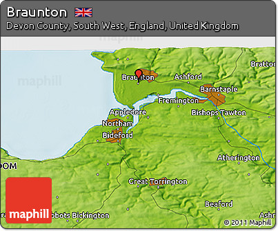 Physical 3D Map of Braunton