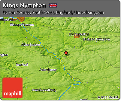Physical 3D Map of Kings Nympton