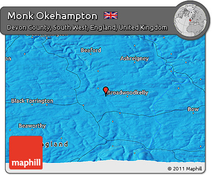 Political 3D Map of Monk Okehampton