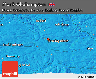Political 3D Map of Monk Okehampton
