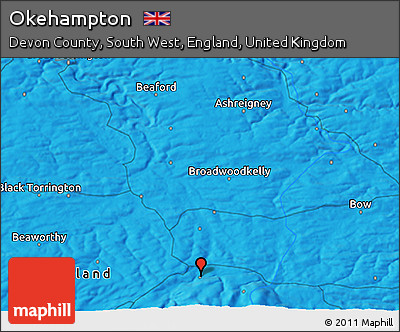 Political 3D Map of Okehampton